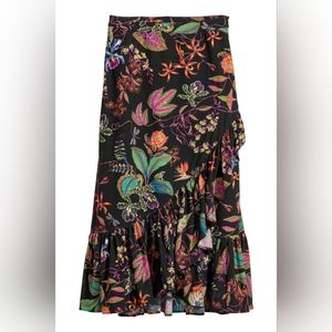 Anthropologie Black Floral Skirt